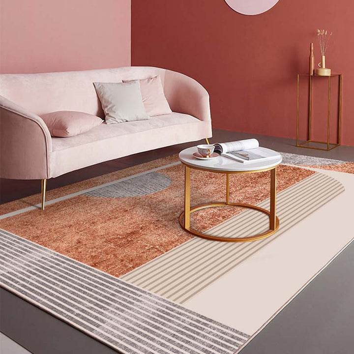 BowLift | Multi-Color Bedroom Rug Nordic Geometric Printed Rug Cotton Blend Non-Slip Backing Easy Care Rug