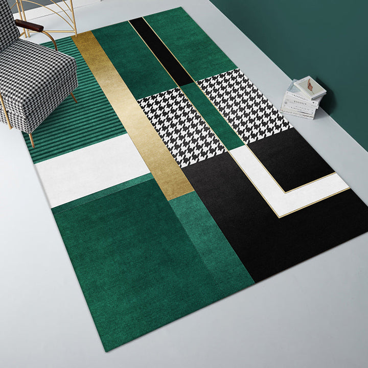 BowLift | Multi-Color Bedroom Rug Nordic Geometric Printed Rug Cotton Blend Non-Slip Backing Easy Care Rug