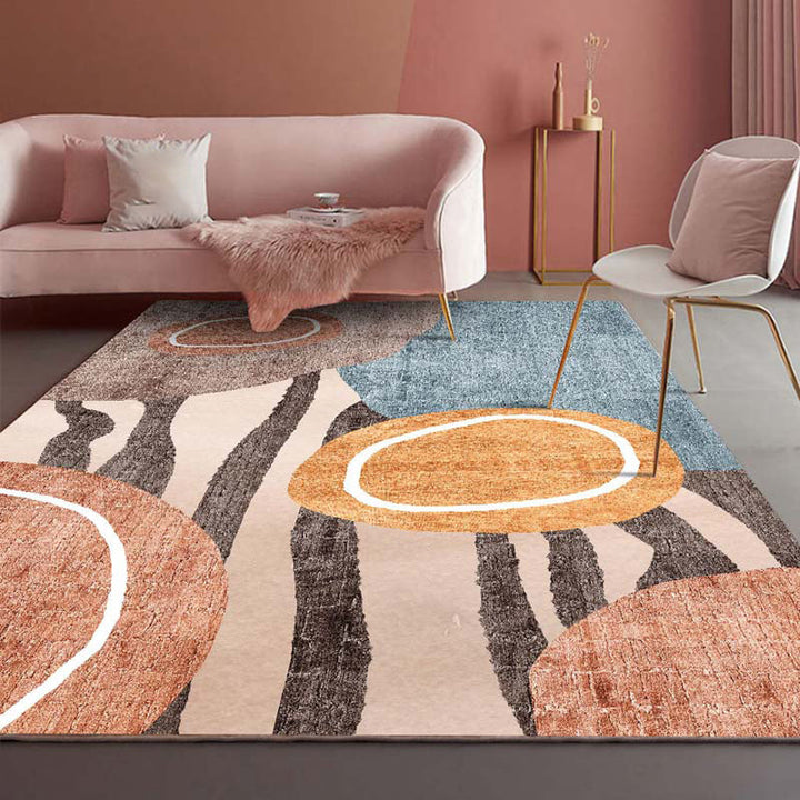 BowLift | Multi-Color Bedroom Rug Nordic Geometric Printed Rug Cotton Blend Non-Slip Backing Easy Care Rug