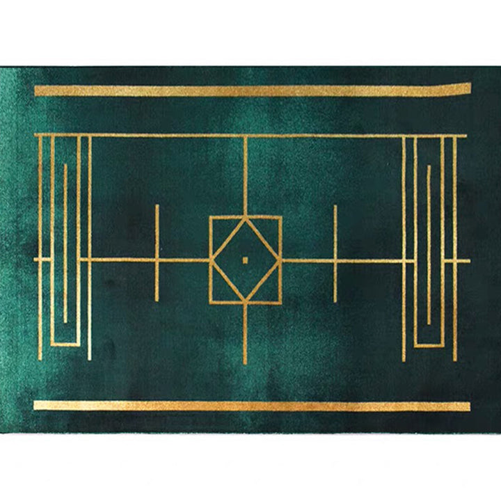 BowLift | Blackgreen Living Room Carpet Trendy Geometric Pattern Area Carpet Cotton Blend Pet Friendly Carpet