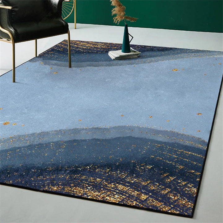 BowLift | Multi-colored room rug Contemporary geo print rug polyester machine washable pet friendly indoor rug
