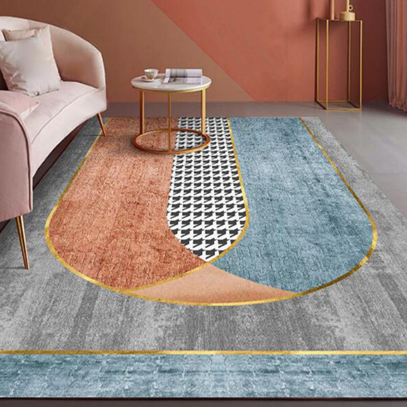 BowLift | Novelty Bedroom Carpet Multi-Colored Geometric Print Indoor Carpet Synthetic Non-Slip Back Washable Carpet