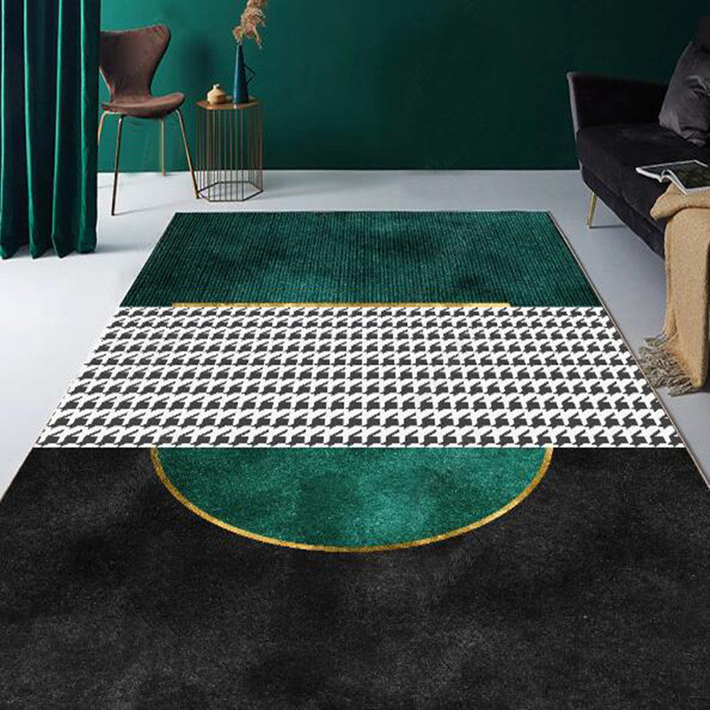 BowLift | Novelty Bedroom Carpet Multi-Colored Geometric Print Indoor Carpet Synthetic Non-Slip Back Washable Carpet