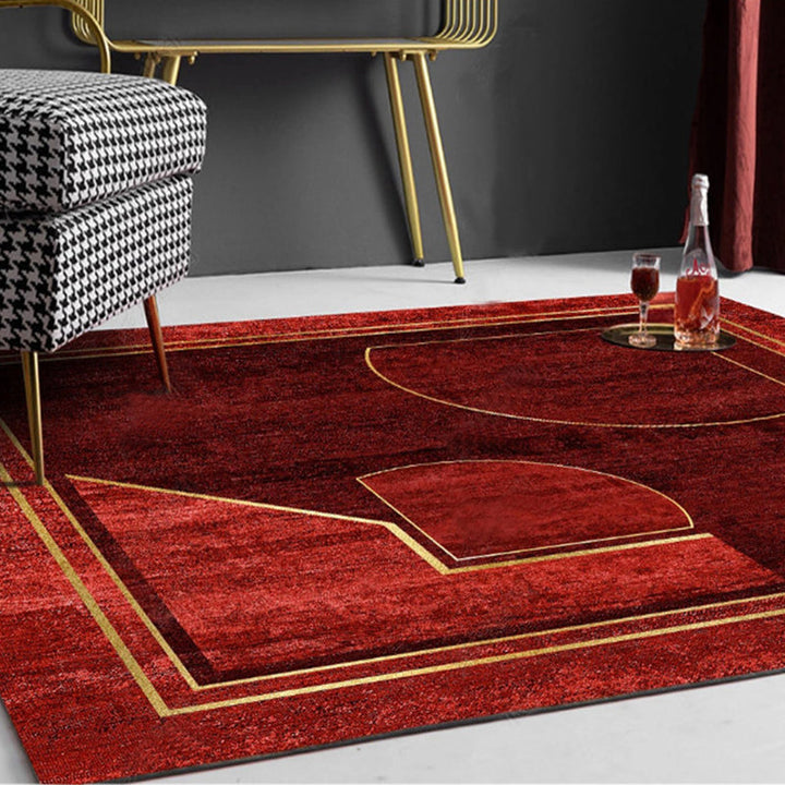 BowLift | Novelty Bedroom Carpet Multi-Colored Geometric Print Indoor Carpet Synthetic Non-Slip Back Washable Carpet
