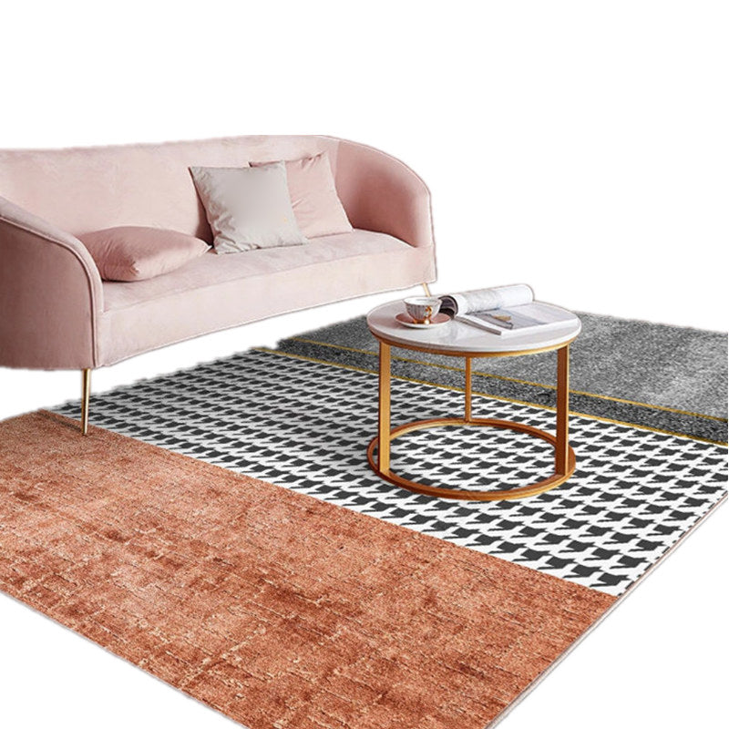 BowLift | Novelty Bedroom Carpet Multi-Colored Geometric Print Indoor Carpet Synthetic Non-Slip Back Washable Carpet