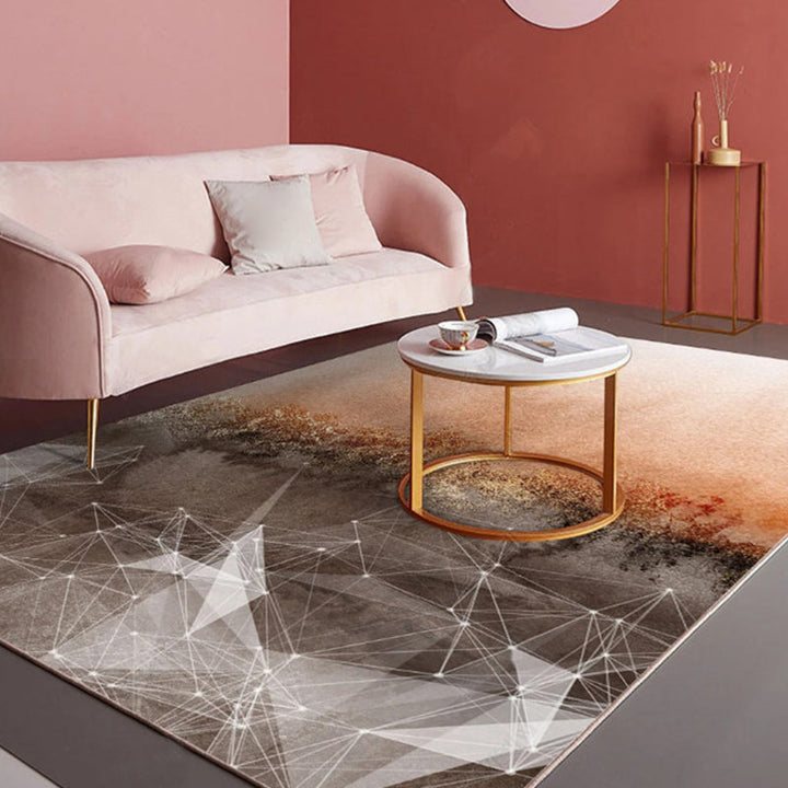 BowLift | Novelty Bedroom Carpet Multi-Colored Geometric Print Indoor Carpet Synthetic Non-Slip Back Washable Carpet