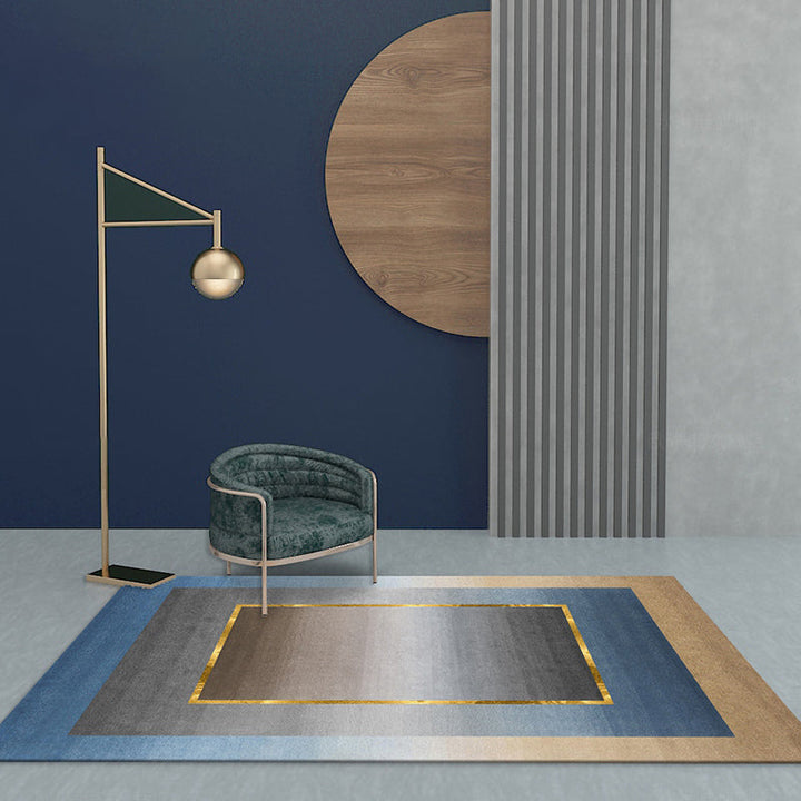 BowLift | Nordic Geo patterned rug Gray Blue Polypropylene rug with non-slip backing Easy-care rug for room decoration