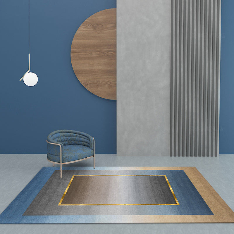 BowLift | Nordic Geo patterned rug Gray Blue Polypropylene rug with non-slip backing Easy-care rug for room decoration