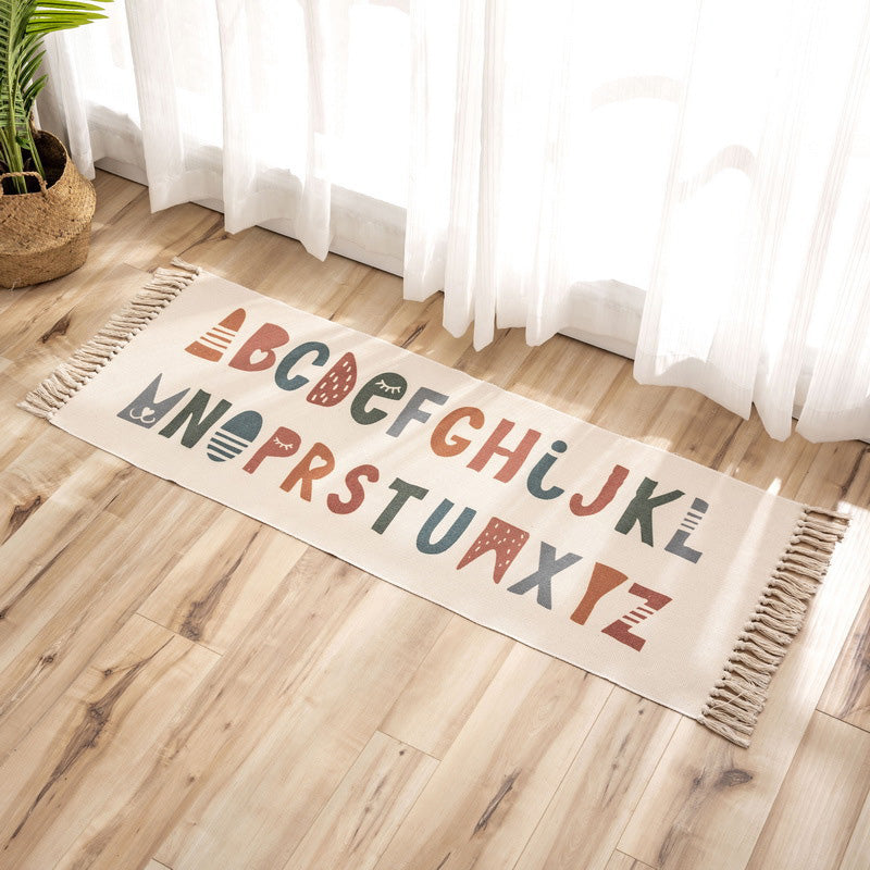 Nostalgia Tribal Pattern Carpet Multicolored Synthetic Carpet Pet Friendly Easy Care Carpet with Fringes for the Bedroom | Bowlift