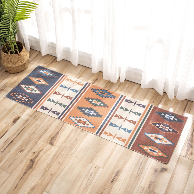 BowLift | Nostalgia Tribal Pattern Rug Multicolored Synthetic Area Rug Pet-Friendly Easy Care Rug with Fringes for Bedroom