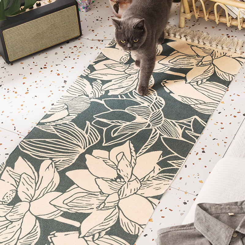 Nostalgia Tribal Pattern Carpet Multicolored Synthetic Carpet Pet Friendly Easy Care Carpet with Fringes for the Bedroom | Bowlift