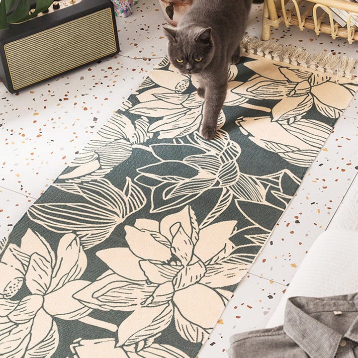 Nostalgia Tribal Pattern Carpet Multicolored Synthetic Carpet Pet Friendly Easy Care Carpet with Fringes for the Bedroom | Bowlift