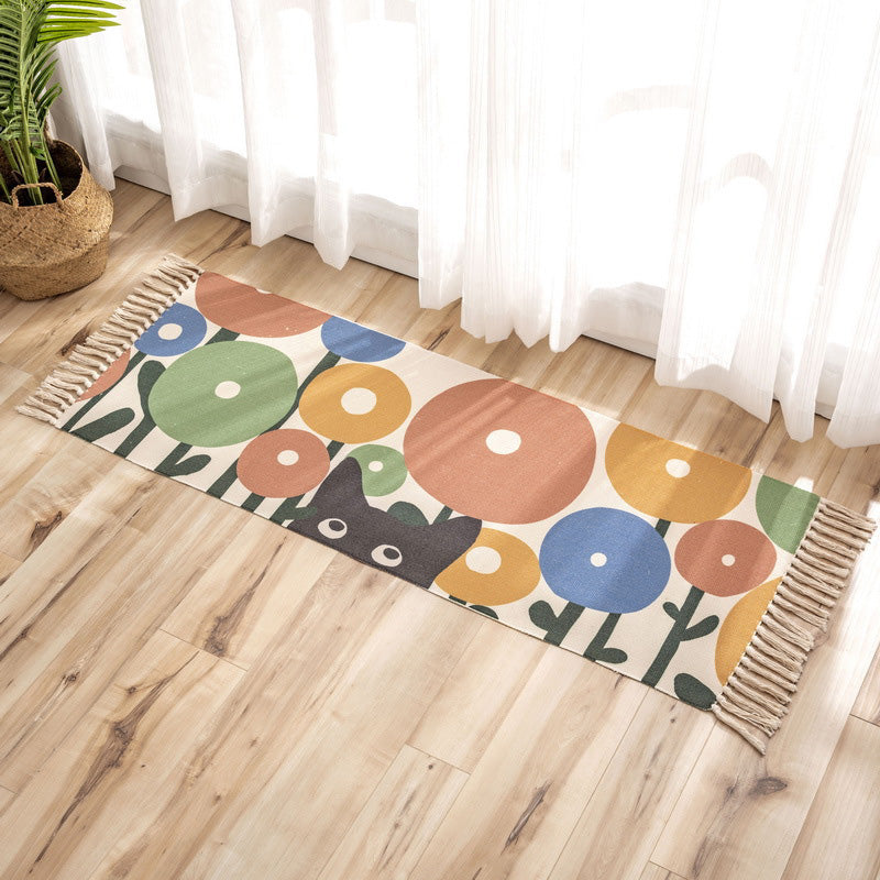 BowLift | Nostalgia Tribal Pattern Rug Multicolored Synthetic Area Rug Pet-Friendly Easy Care Rug with Fringes for Bedroom