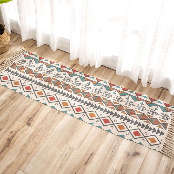 BowLift | Nostalgia Tribal Pattern Rug Multicolored Synthetic Area Rug Pet-Friendly Easy Care Rug with Fringes for Bedroom