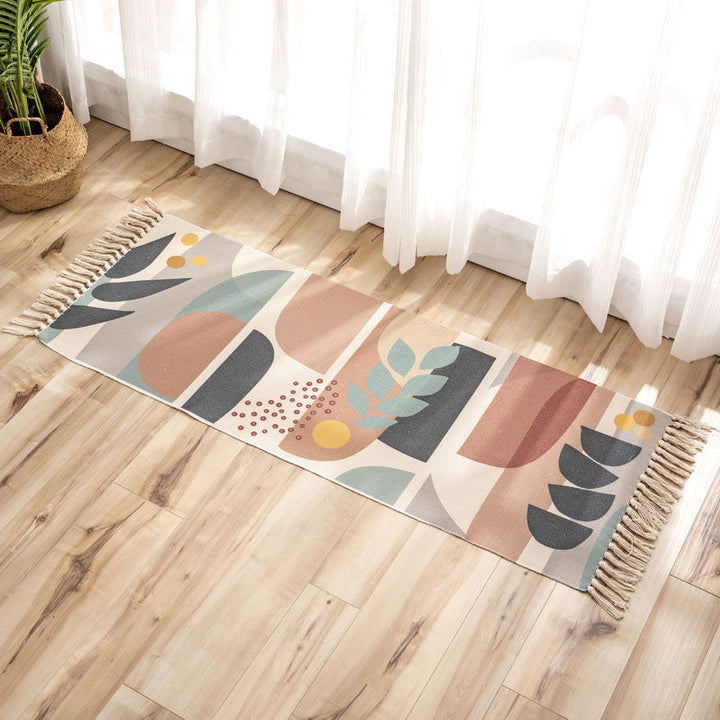BowLift | Nostalgia Tribal Pattern Rug Multicolored Synthetic Area Rug Pet-Friendly Easy Care Rug with Fringes for Bedroom