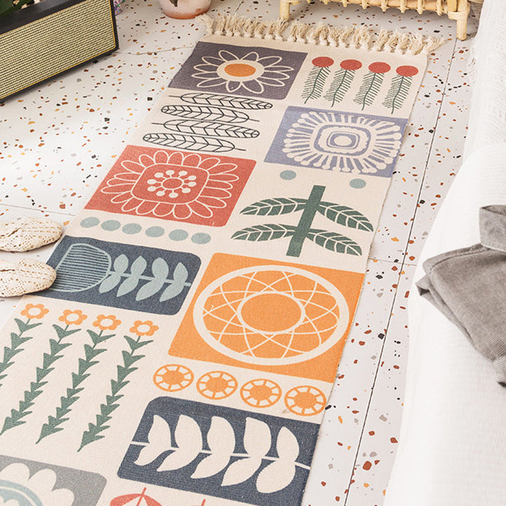 BowLift | Nostalgia Tribal Pattern Rug Multicolored Synthetic Area Rug Pet-Friendly Easy Care Rug with Fringes for Bedroom