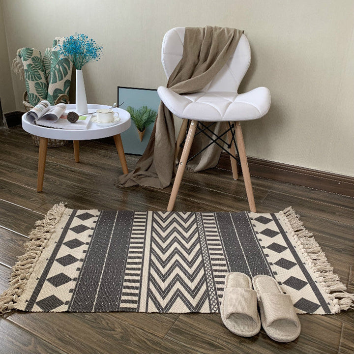 BowLift | Western Bedroom Rug Multicolored Tribal Geo Rug Cotton Blend Easy Care Washable Area Rug with Fringe