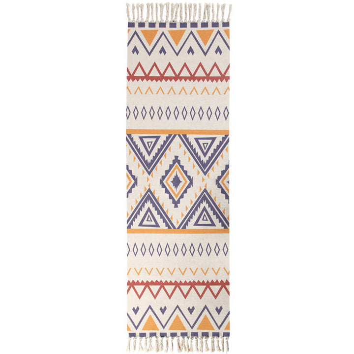 BowLift | Americana Bedroom Rug Multicolored geometric print area rug machine washable easy care with fringes