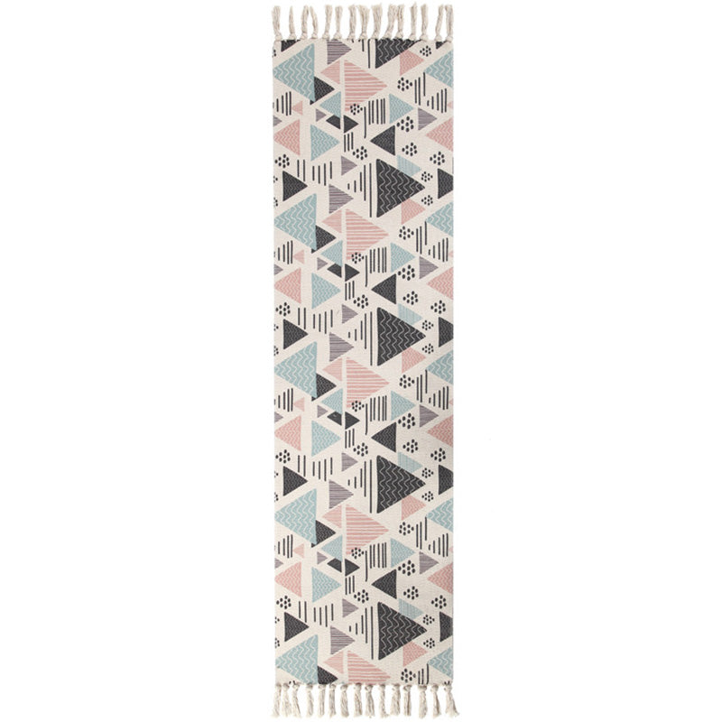 BowLift | Americana Bedroom Rug Multicolored geometric print area rug machine washable easy care with fringes