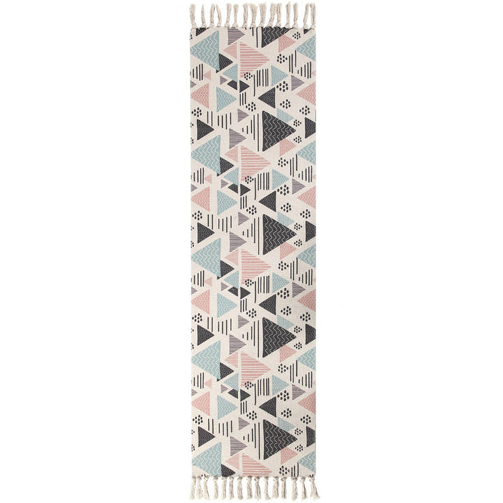 BowLift | Americana Bedroom Rug Multicolored geometric print area rug machine washable easy care with fringes