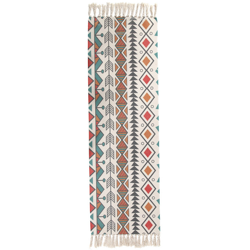 BowLift | Americana Bedroom Rug Multicolored geometric print area rug machine washable easy care with fringes