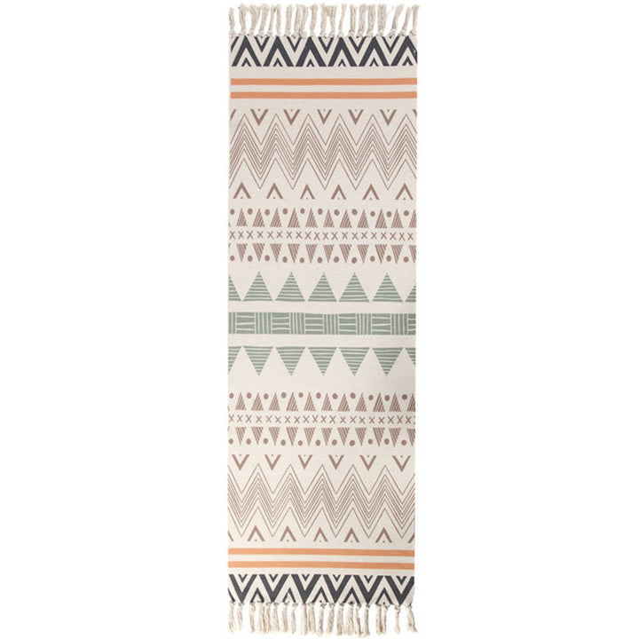 BowLift | Americana Bedroom Rug Multicolored geometric print area rug machine washable easy care with fringes