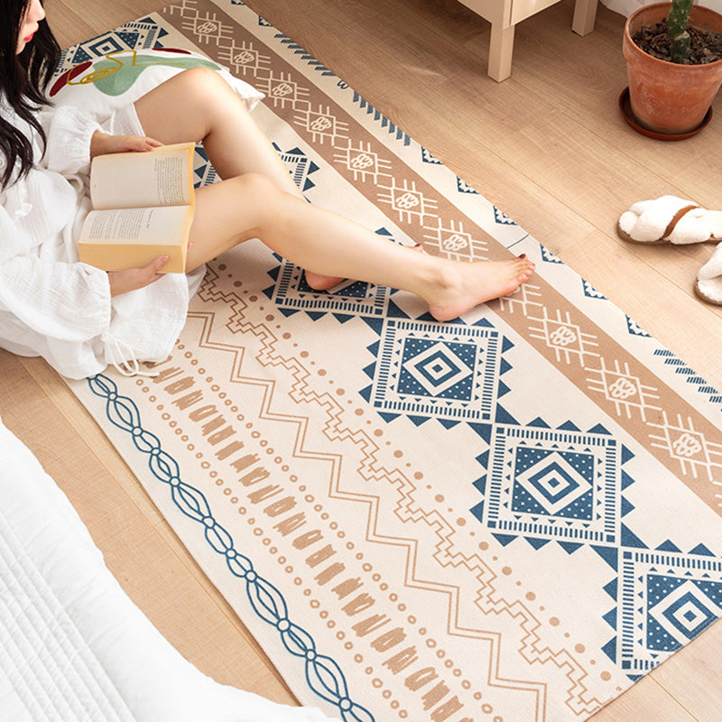 Southwest Bedroom Rug Multicolor Tribal Pattern Area Rug Cotton Blend Machine Washable Stain Resistant Rug | Bowlift