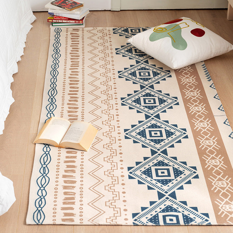 Southwest Bedroom Rug Multicolor Tribal Pattern Area Rug Cotton Blend Machine Washable Stain Resistant Rug | Bowlift