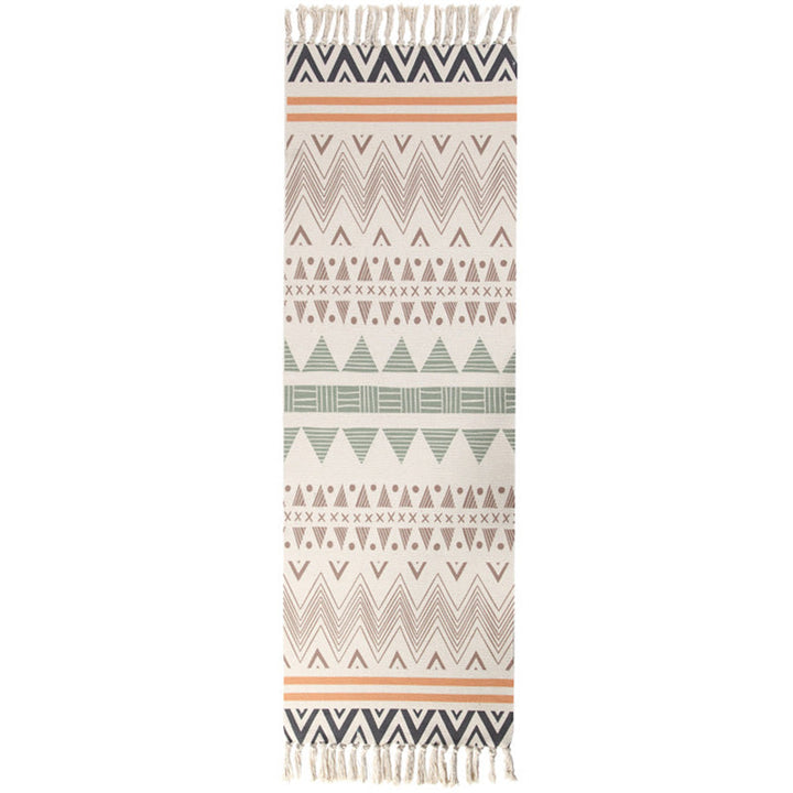 Moroccan Area Rug Multicolored Tribal Totem Rug Cotton Blend Washable Hand-Twisted Rug with Tassels | Bowlift
