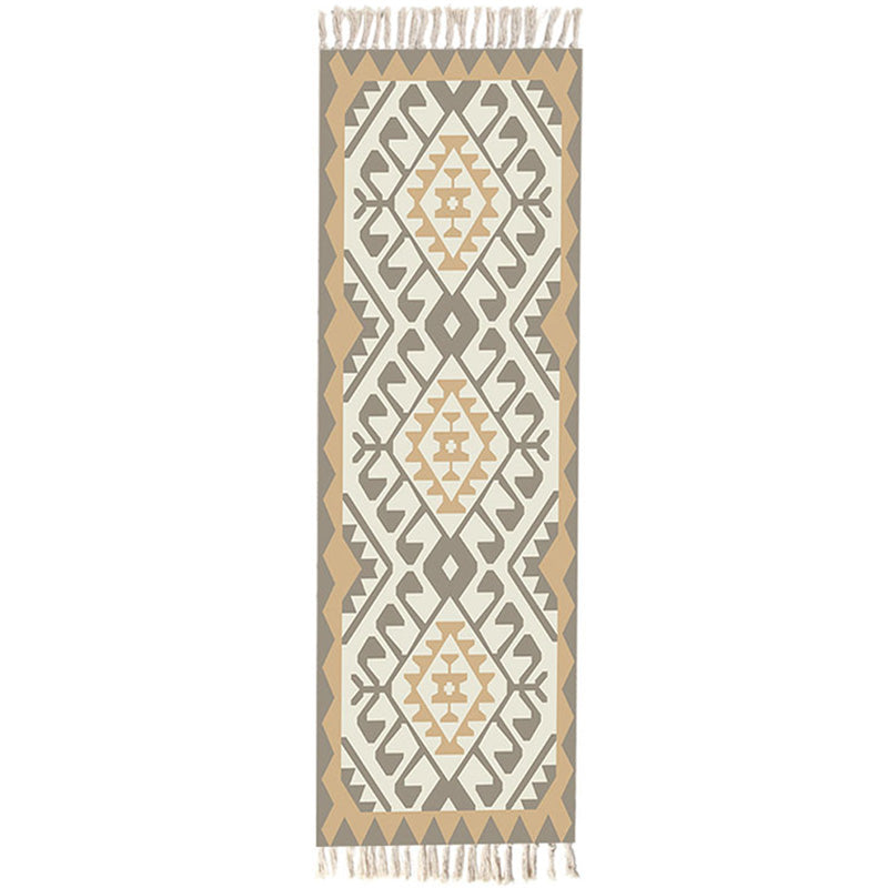 Moroccan Area Rug Multicolored Tribal Totem Rug Cotton Blend Washable Hand-Twisted Rug with Tassels | Bowlift