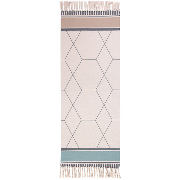 Moroccan Area Rug Multicolored Tribal Totem Rug Cotton Blend Washable Hand-Twisted Rug with Tassels | Bowlift