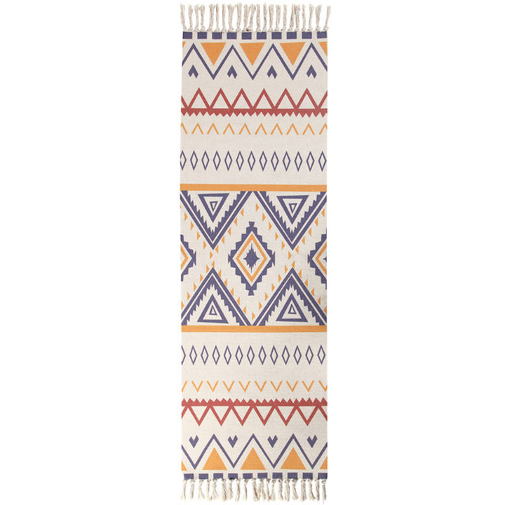 Moroccan Area Rug Multicolored Tribal Totem Rug Cotton Blend Washable Hand-Twisted Rug with Tassels | Bowlift