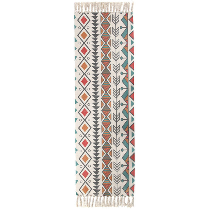 Moroccan Area Rug Multicolored Tribal Totem Rug Cotton Blend Washable Hand-Twisted Rug with Tassels | Bowlift