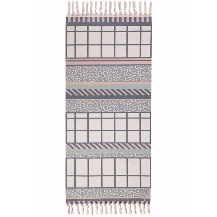 Moroccan Area Rug Multicolored Tribal Totem Rug Cotton Blend Washable Hand-Twisted Rug with Tassels | Bowlift