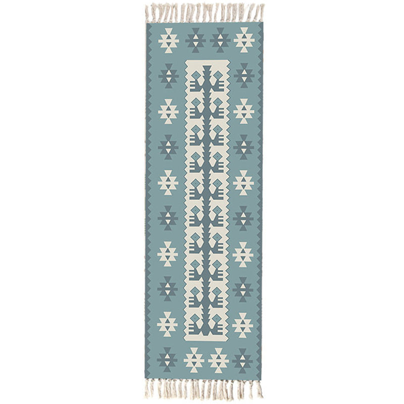 Moroccan Area Rug Multicolored Tribal Totem Rug Cotton Blend Washable Hand-Twisted Rug with Tassels | Bowlift