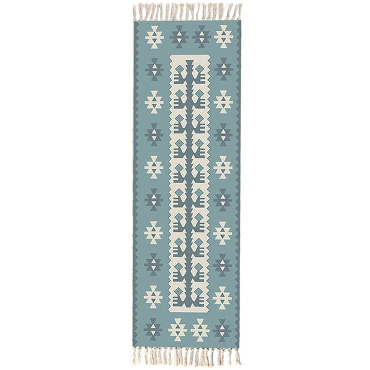 Moroccan Area Rug Multicolored Tribal Totem Rug Cotton Blend Washable Hand-Twisted Rug with Tassels | Bowlift