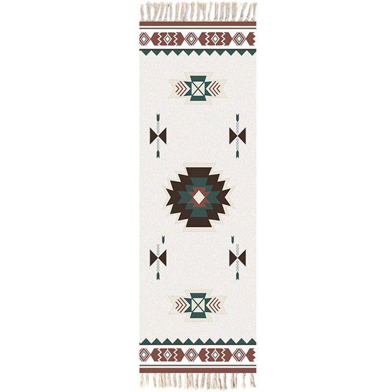 Moroccan Area Rug Multicolored Tribal Totem Rug Cotton Blend Washable Hand-Twisted Rug with Tassels | Bowlift