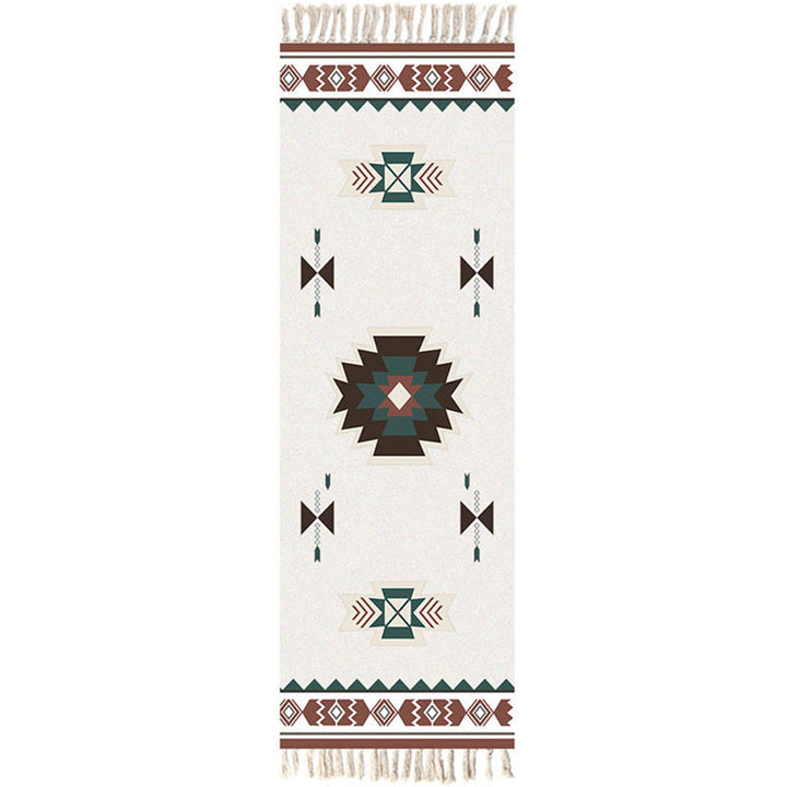 Moroccan Area Rug Multicolored Tribal Totem Rug Cotton Blend Washable Hand-Twisted Rug with Tassels | Bowlift
