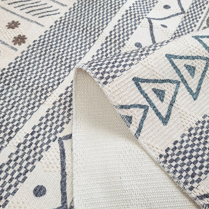 Multicolor living room wallpaper Moroccan geometric print rug cotton blend machine washable braided rug | Bowlift