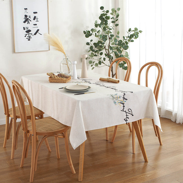 Embroidered Script Tablecloth