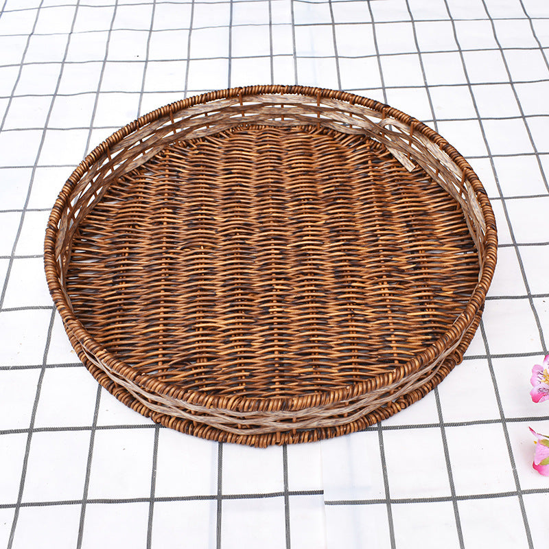 Handwoven Round Storage Tray Bowlift