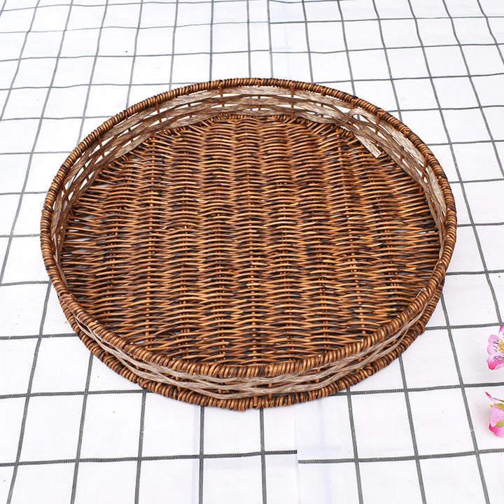 Handwoven Round Storage Tray Bowlift