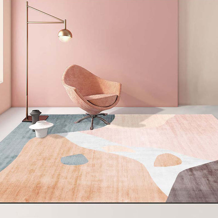 BowLift | Novelty Abstract Printed Carpet Multi Colored Cotton Blend Area Rug Easy Maintenance Non-Slip Backing Carpet for Living Room