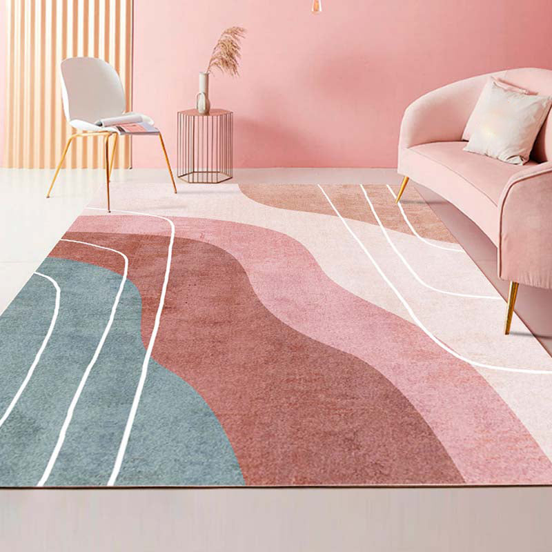 BowLift | Novelty Abstract Printed Carpet Multi Colored Cotton Blend Area Rug Easy Maintenance Non-Slip Backing Carpet for Living Room