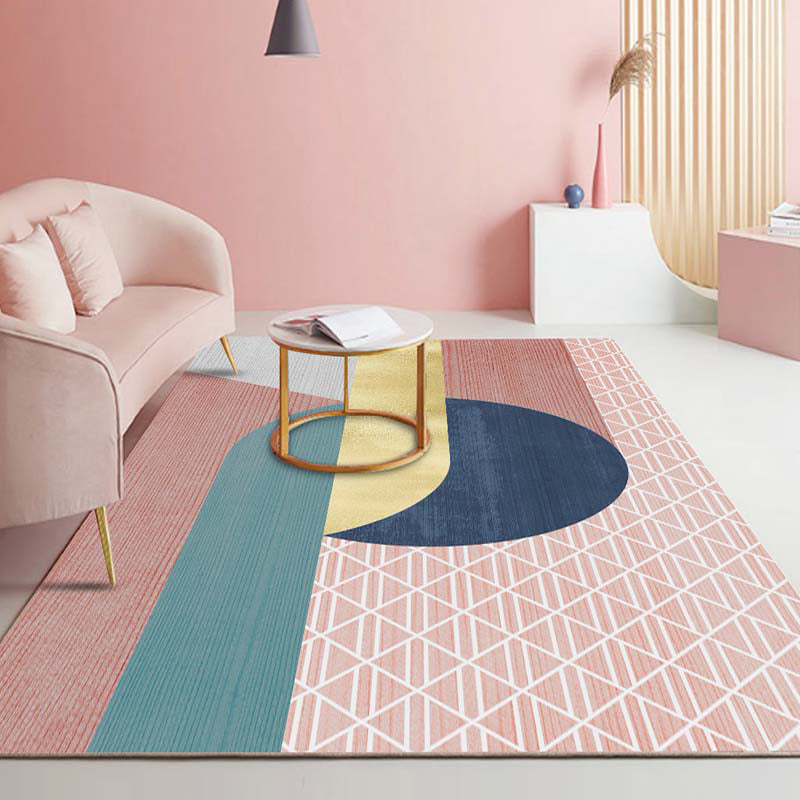 BowLift | Novelty Abstract Printed Carpet Multi Colored Cotton Blend Area Rug Easy Maintenance Non-Slip Backing Carpet for Living Room