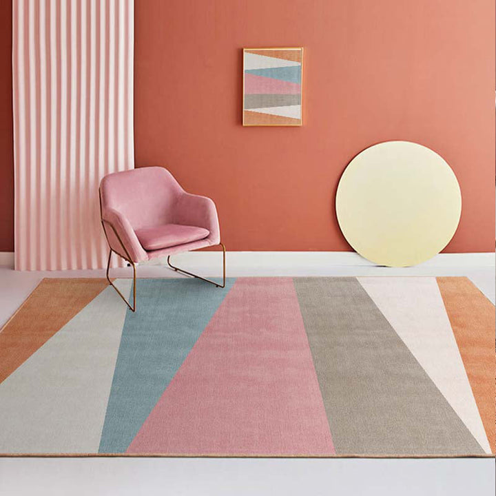 BowLift | Novelty Abstract Printed Carpet Multi Colored Cotton Blend Area Rug Easy Maintenance Non-Slip Backing Carpet for Living Room