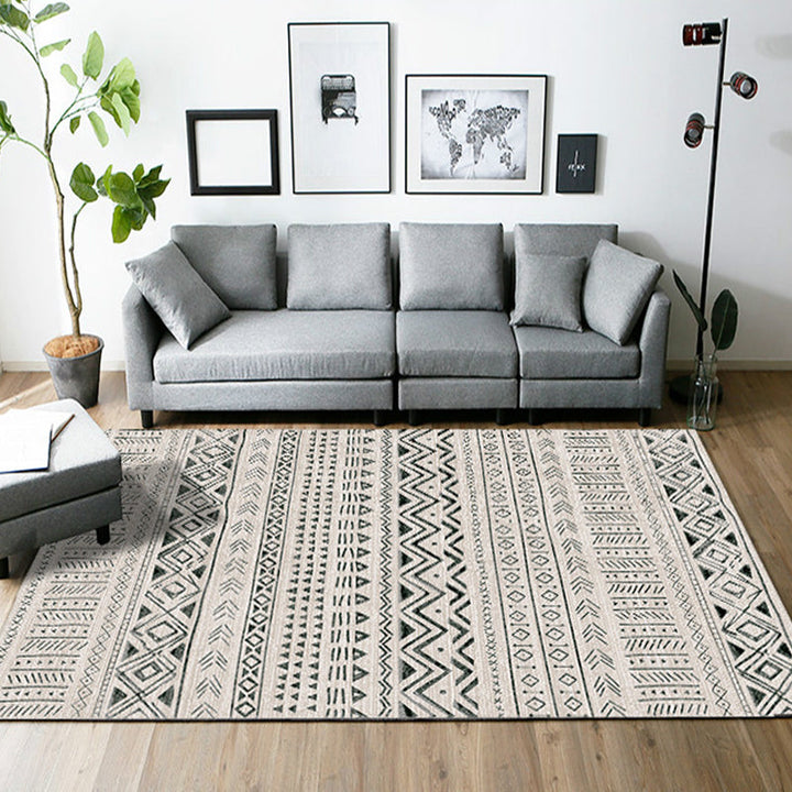 BowLift | Ethnically Geometric Printed Rug Multi Colors Cotton Blend Indoor Rug Pet Friendly Easy Care Area Rug for Living Room