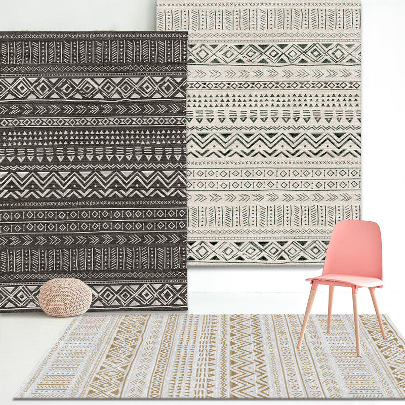 BowLift | Ethnically Geometric Printed Rug Multi Colors Cotton Blend Indoor Rug Pet Friendly Easy Care Area Rug for Living Room