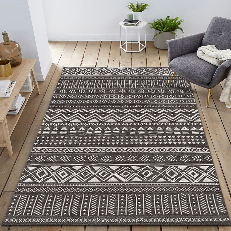 BowLift | Ethnically Geometric Printed Rug Multi Colors Cotton Blend Indoor Rug Pet Friendly Easy Care Area Rug for Living Room