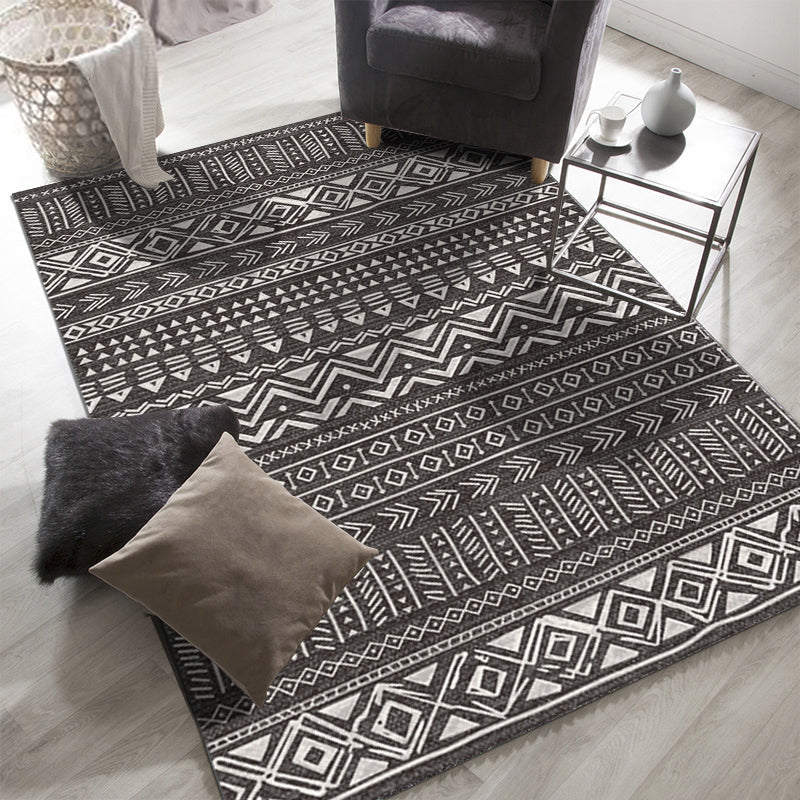 BowLift | Ethnically Geometric Printed Rug Multi Colors Cotton Blend Indoor Rug Pet Friendly Easy Care Area Rug for Living Room